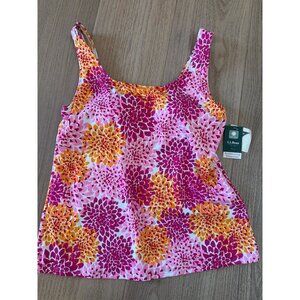 L.L.Bean Womens Sunblocking Tankini Top UPF 50+ Size 6 Pink/Orange Floral Print